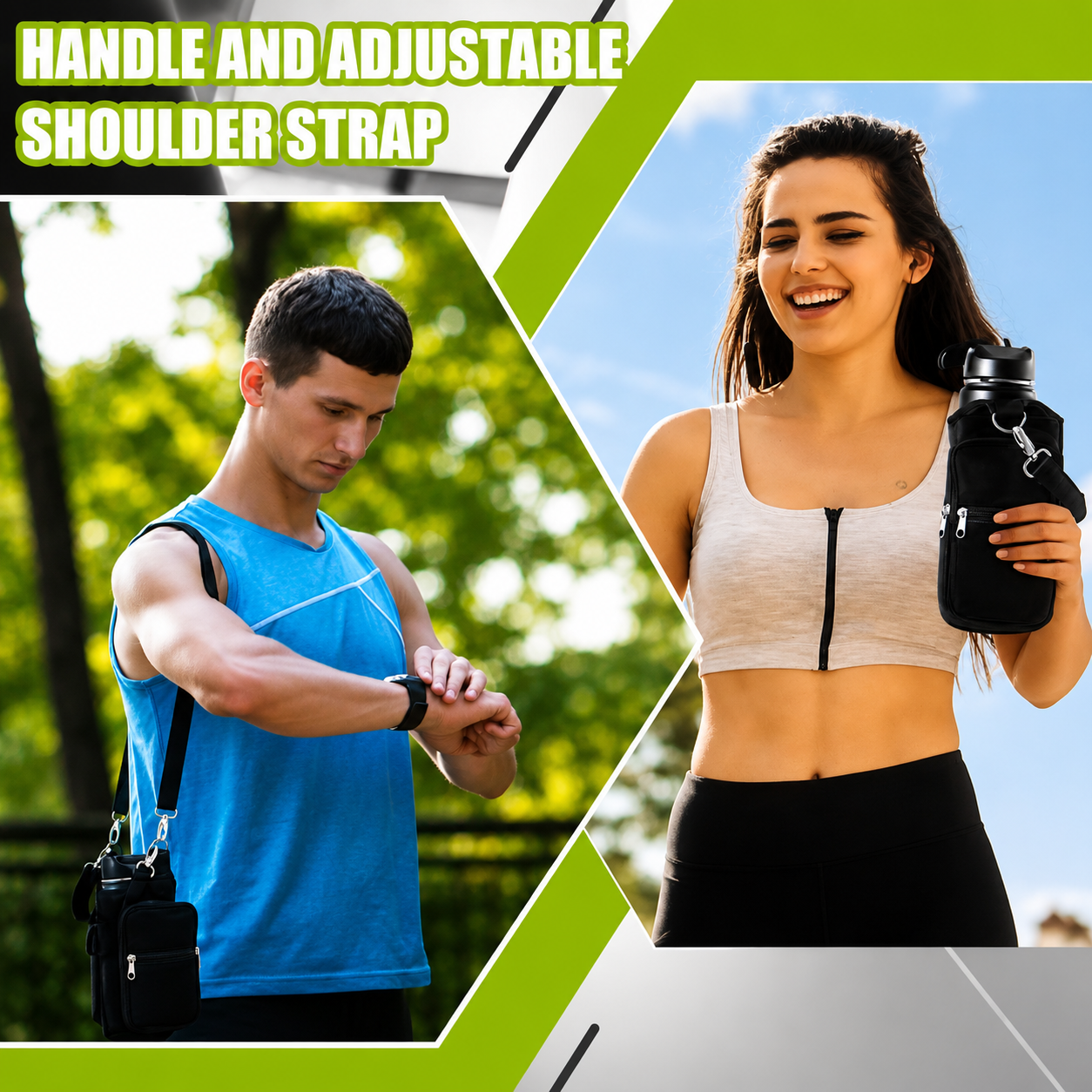 BYS Fitness Magnetic Water Bottle Carrier – Gym Bottle Holder with Phone & Key Pocket