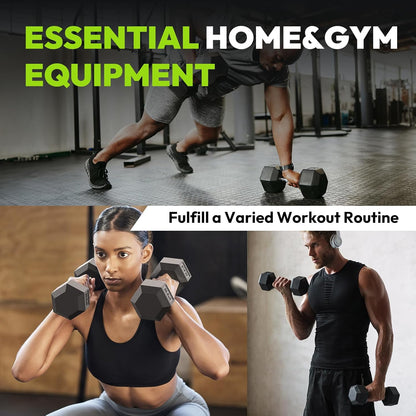 Rubber Coated Hex Dumbbell Set with A-Frame Rack, 100 Lb - 600 Lb Multiple Options Weight, Hexagon Non-Rolling Shape, Ergonomic Knurled Handle, Home Gym Equipment for Strength Training