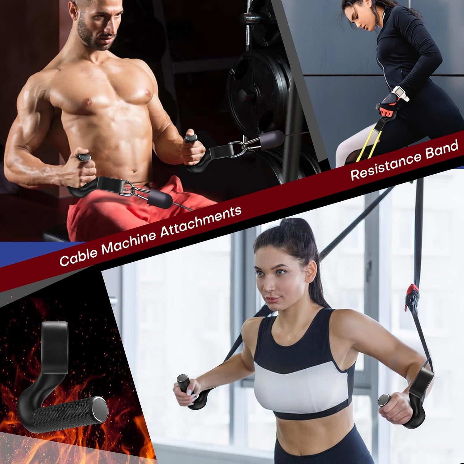 Neutral Grip Handle Attachment for Pull-Up Bars, Barbells and Resistance Bands