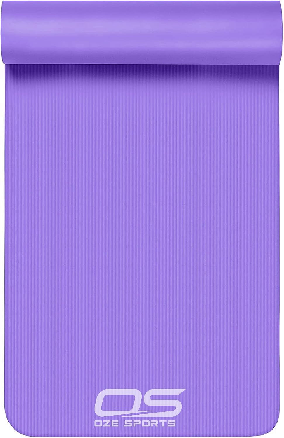 Yoga Mat, NBR Foam, Extra Thick, Non-Slip, High Density, Large, for Pilates, Gymnastics, Hiit and Fitness, with Free Carry Strap