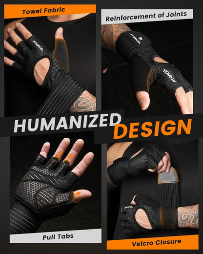 Workout Gloves for Men & Women, Breathable Weightlifting Gloves Men with Wrist Wrap Support for Gym, Crossfit & Strength Training