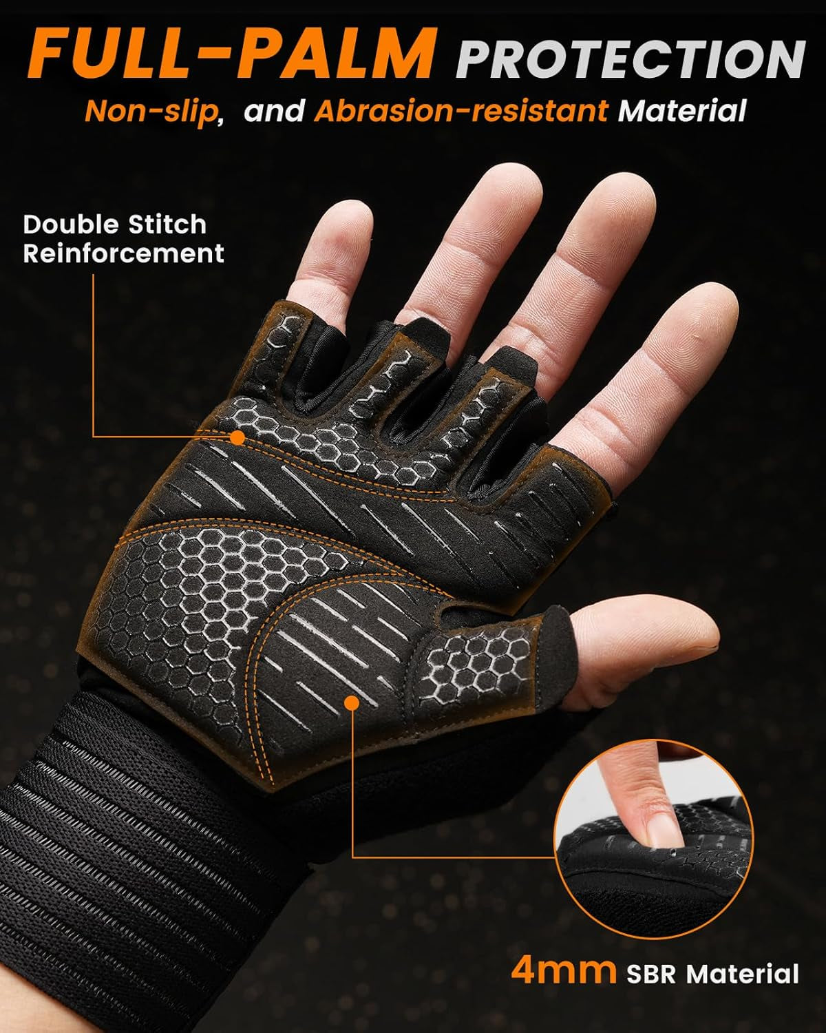 Workout Gloves for Men & Women, Breathable Weightlifting Gloves Men with Wrist Wrap Support for Gym, Crossfit & Strength Training