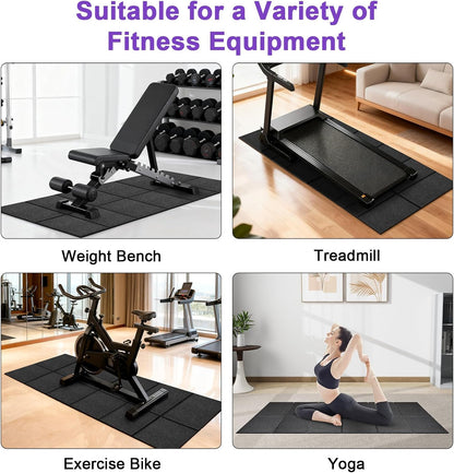 Treadmill Mat,120X60/148×61/190X85Cm,Non-Slip Exercise Bike Mat,Walking Pad Mat for Stationary Bike, Treadmill, Fitness Equipment,Elliptical - Roll/Foldable