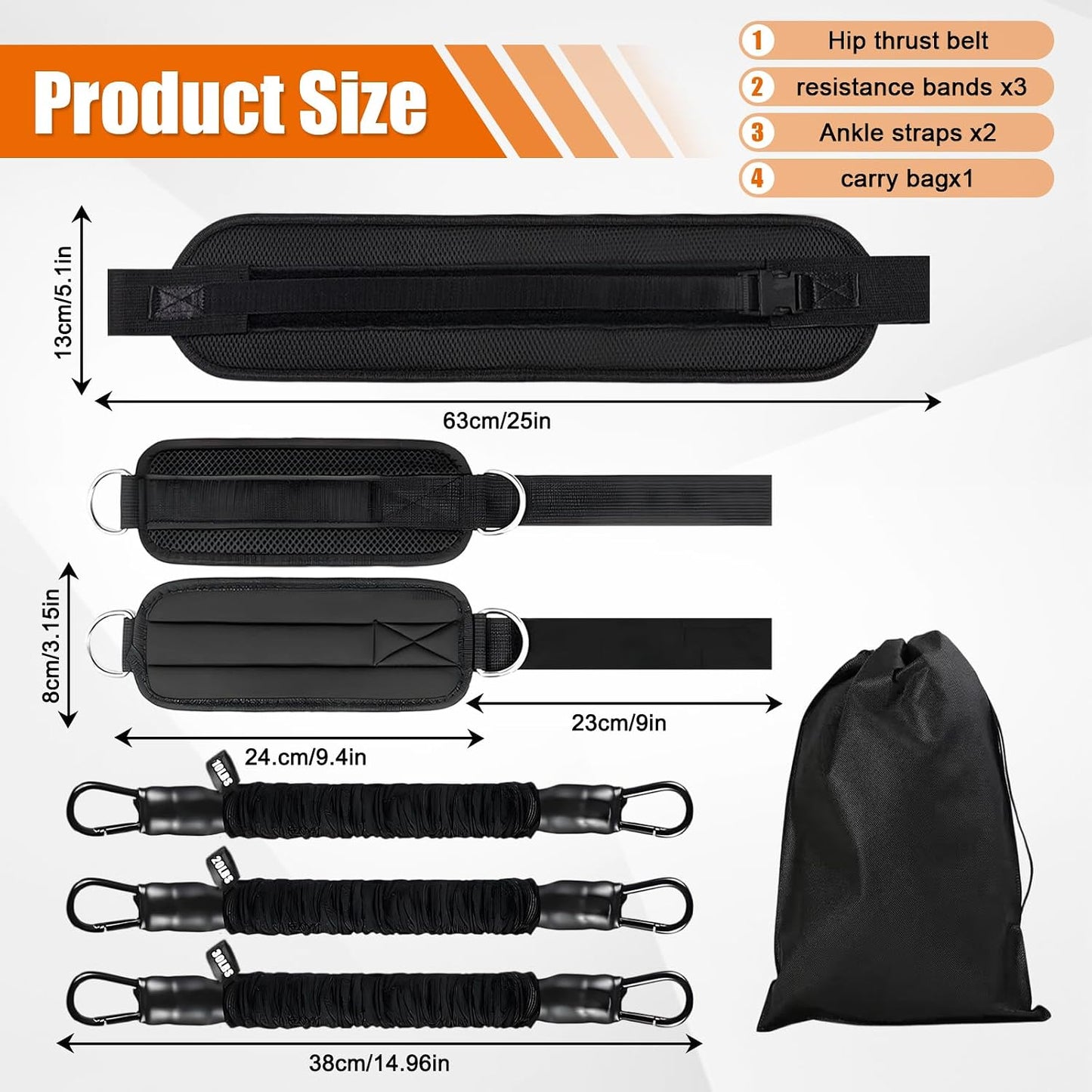 Adjustable Exercise Hip Thrust Belt, Resistance Bands Set with Ankle Straps for Working Out Hip Thrust Belt for Dumbbells Heavy, Kettlebells, Leg and Booty Builder Gym Equipment Accessories Women