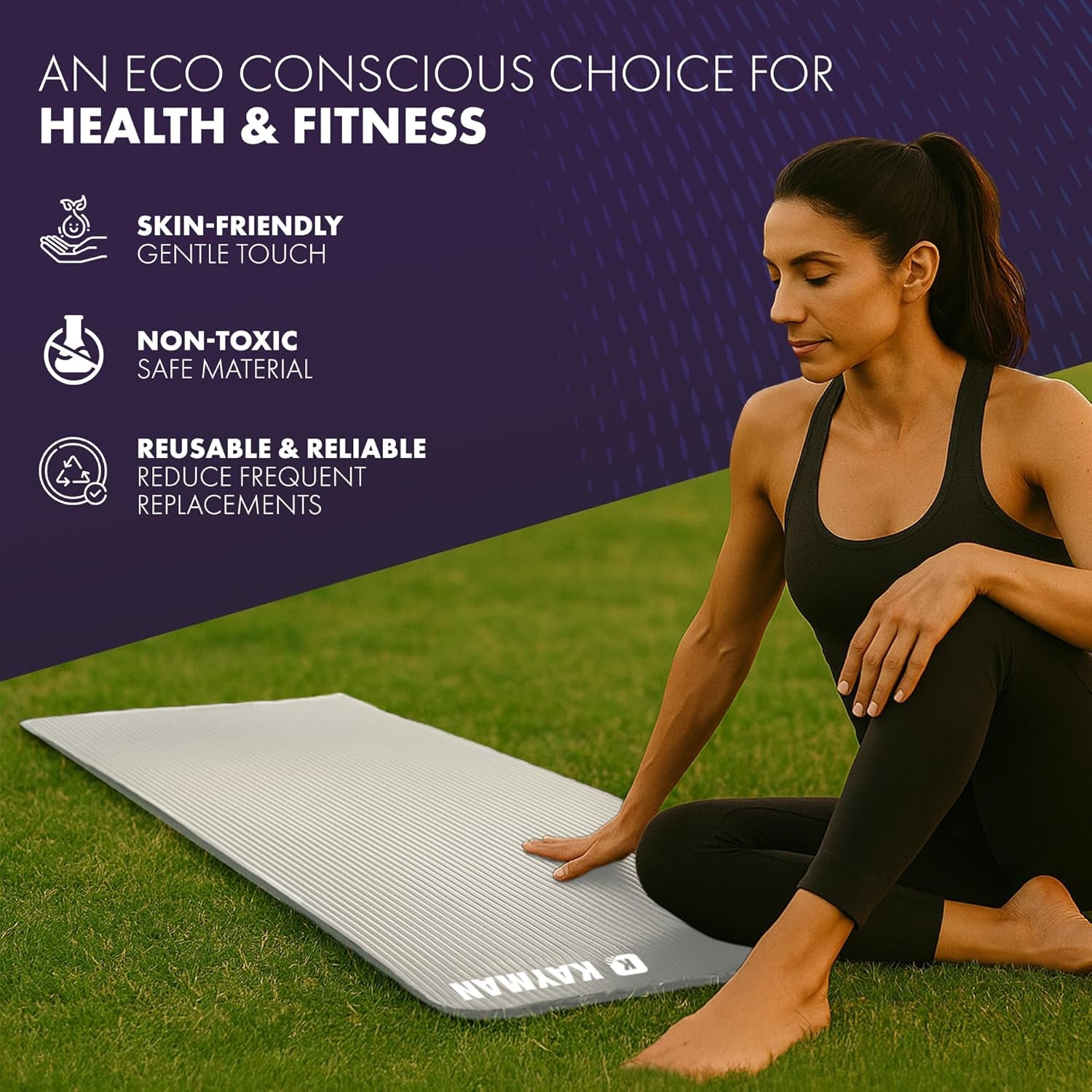 Yoga Mat – Multi-Purpose Extra Thick Foam Exercise Mats – Ideal Floor Mat for Pilates, Stretching, Resistance Workout & Therapy – Home & Gym Equipment Accessory