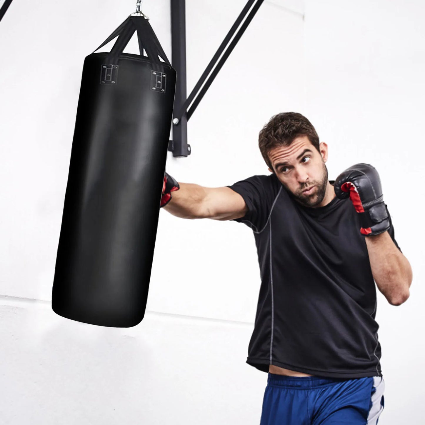 Fitness Heavy Punching Bag PU Leather Kickboxing Bag MMA Muay Thai Boxing Training Tumbler Hanging Sandbag for Fitness Equipment