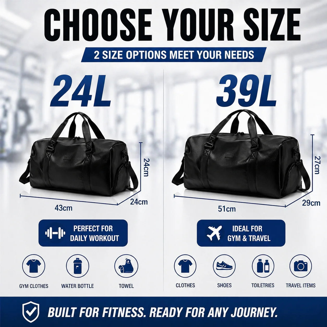 Gym Bags for Men, Waterproof Sport Duffel Bag with Shoe Compartment & Wet/Dry Separation, Large Capacity Weekender Travel Bag