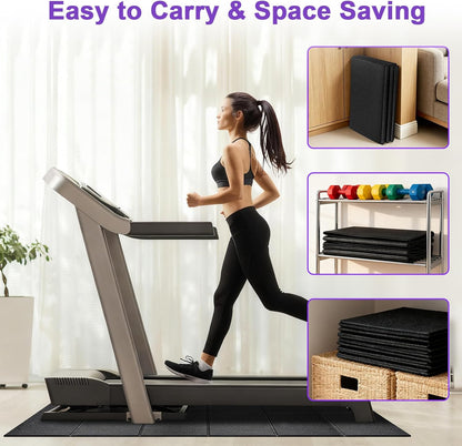 Treadmill Mat,120X60/148×61/190X85Cm,Non-Slip Exercise Bike Mat,Walking Pad Mat for Stationary Bike, Treadmill, Fitness Equipment,Elliptical - Roll/Foldable