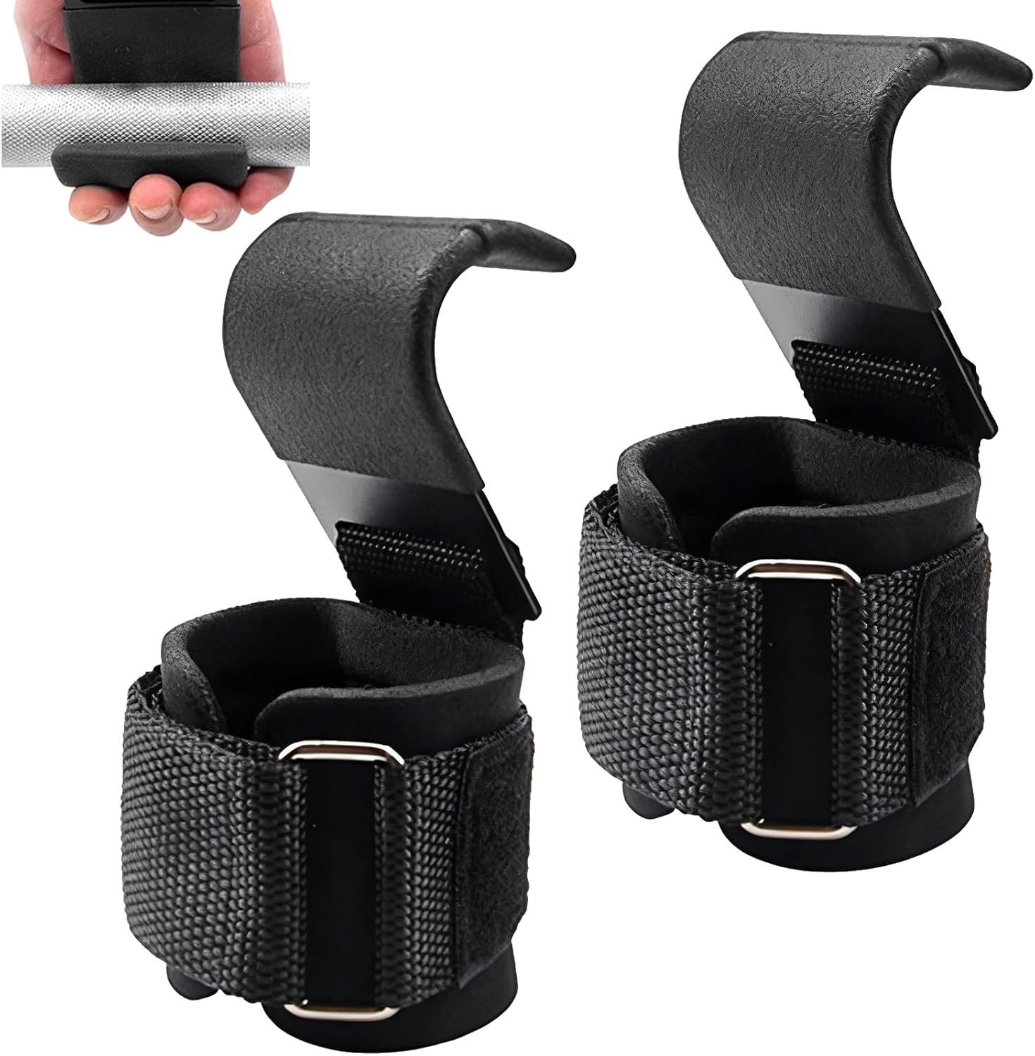 Weight Lifting Hooks,Bear Grips Wrist Wraps,Gym Straps Wrist Supports Non-Slip for Deadlifts, Pull Ups & Shrugs,Ultra Large Capacity Wristband with Thick Padding,8Mm Neoprene Padded for Men and Women