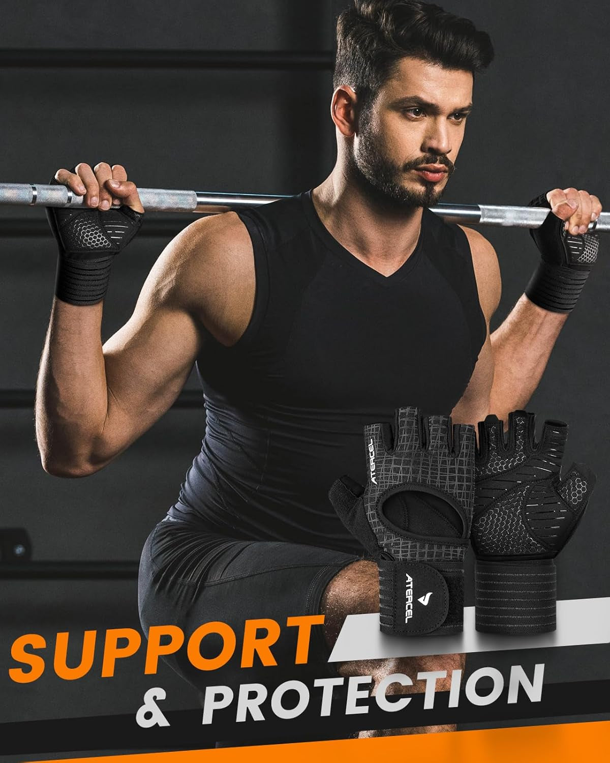Workout Gloves for Men & Women, Breathable Weightlifting Gloves Men with Wrist Wrap Support for Gym, Crossfit & Strength Training