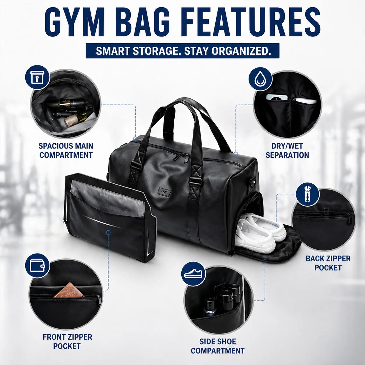 Gym Bags for Men, Waterproof Sport Duffel Bag with Shoe Compartment & Wet/Dry Separation, Large Capacity Weekender Travel Bag