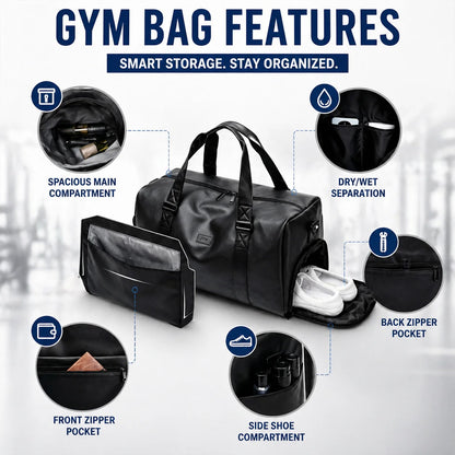 Gym Bags for Men, Waterproof Sport Duffel Bag with Shoe Compartment & Wet/Dry Separation, Large Capacity Weekender Travel Bag