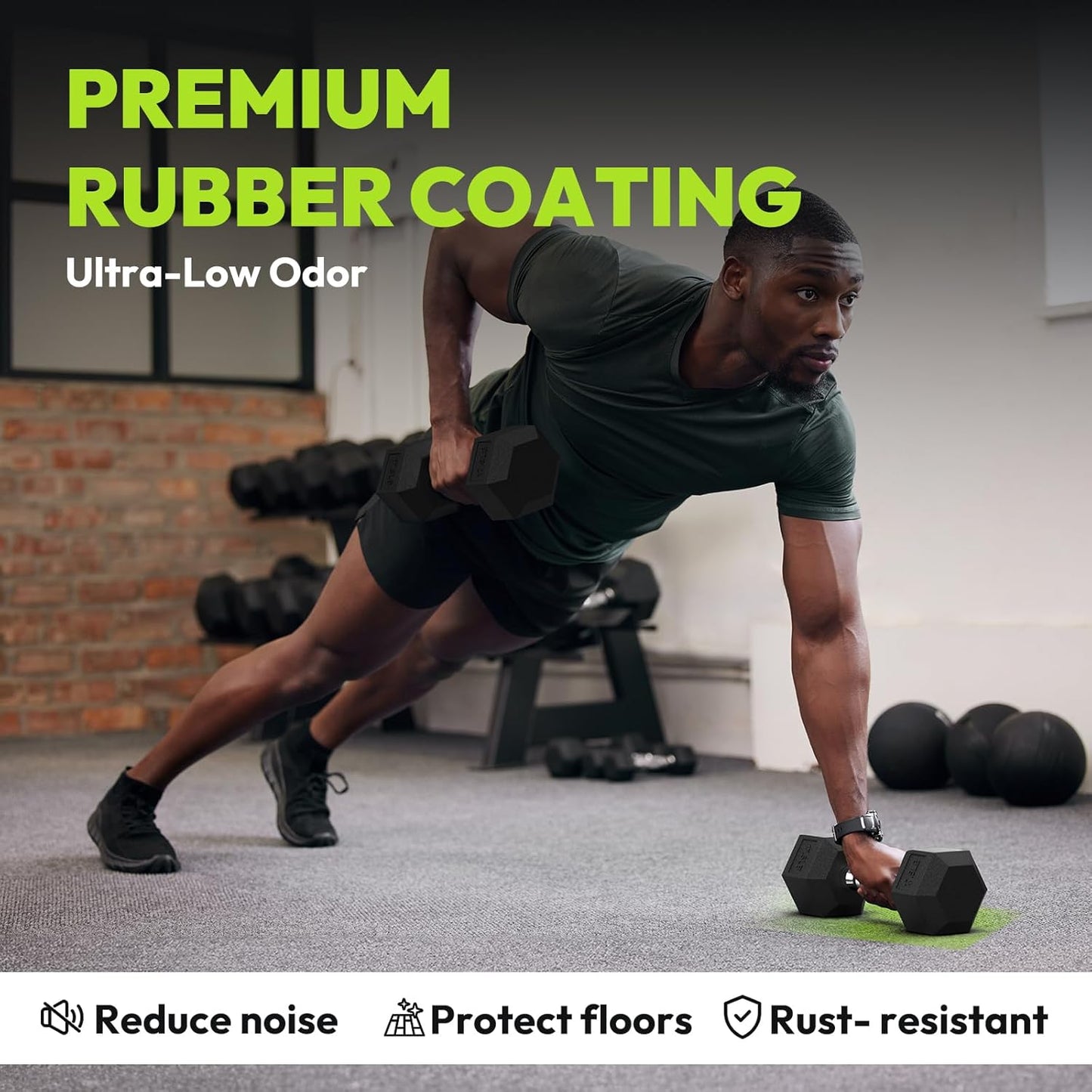Rubber Coated Hex Dumbbell Set with A-Frame Rack, 100 Lb - 600 Lb Multiple Options Weight, Hexagon Non-Rolling Shape, Ergonomic Knurled Handle, Home Gym Equipment for Strength Training