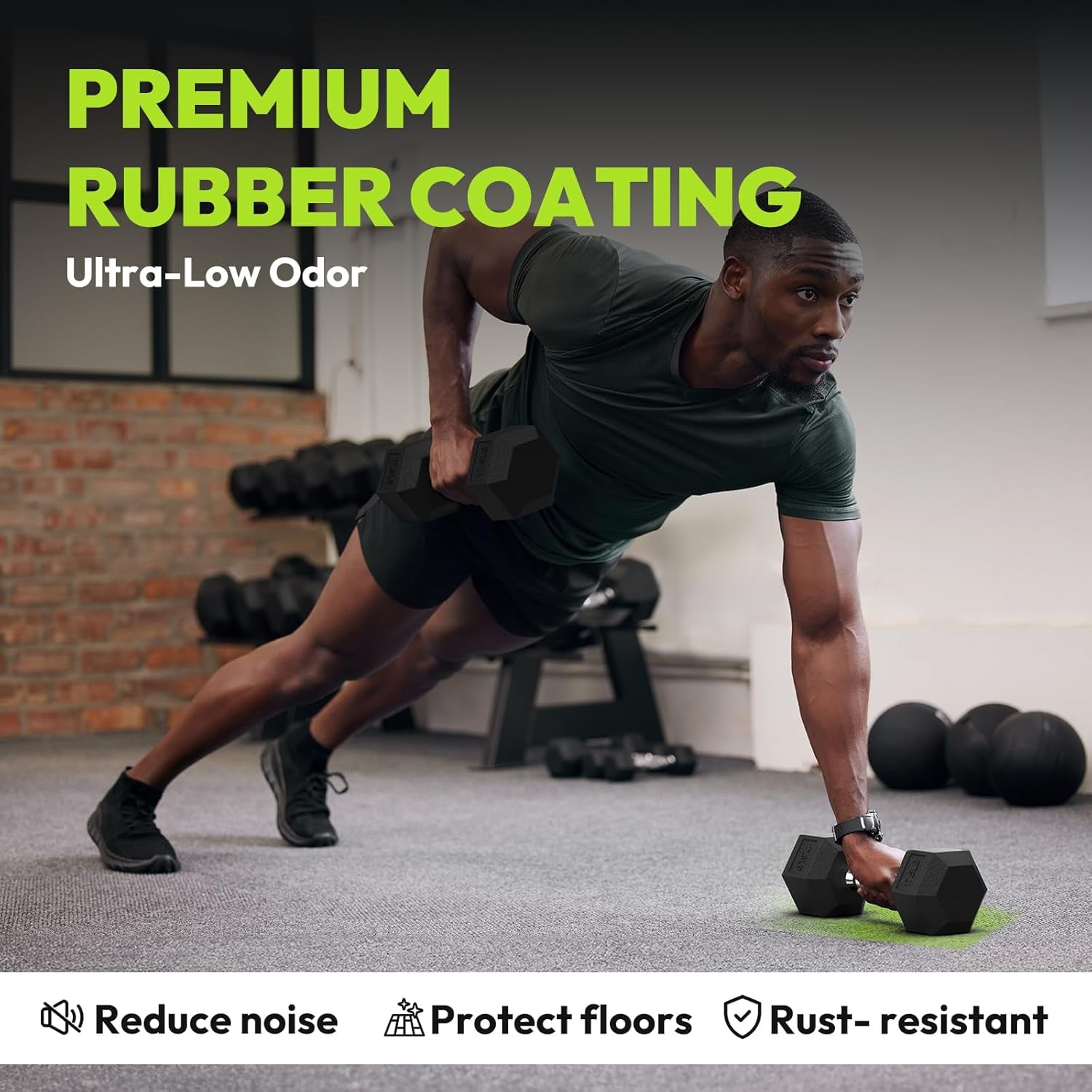 Rubber Coated Hex Dumbbell Set with A-Frame Rack, 100 Lb - 600 Lb Multiple Options Weight, Hexagon Non-Rolling Shape, Ergonomic Knurled Handle, Home Gym Equipment for Strength Training