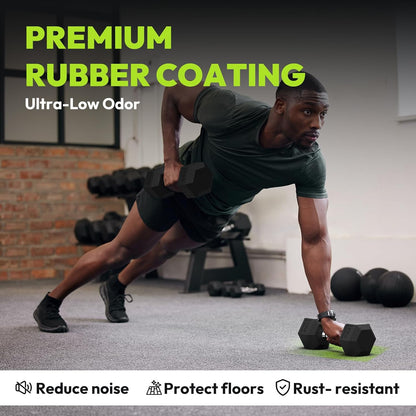 Rubber Coated Hex Dumbbell Set with A-Frame Rack, 100 Lb - 600 Lb Multiple Options Weight, Hexagon Non-Rolling Shape, Ergonomic Knurled Handle, Home Gym Equipment for Strength Training