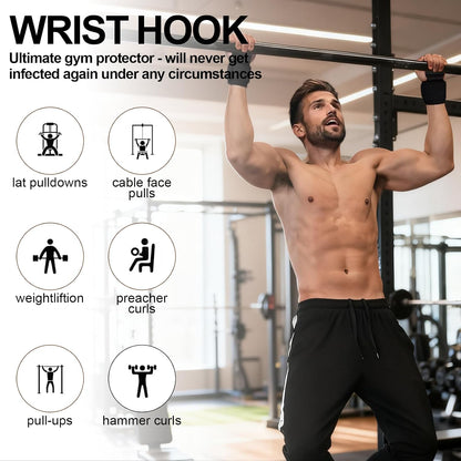 Weight Lifting Hooks,Bear Grips Wrist Wraps,Gym Straps Wrist Supports Non-Slip for Deadlifts, Pull Ups & Shrugs,Ultra Large Capacity Wristband with Thick Padding,8Mm Neoprene Padded for Men and Women