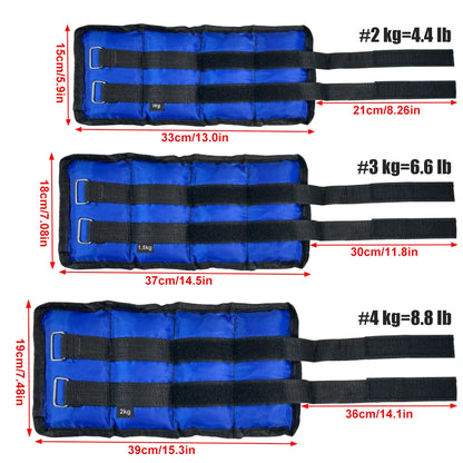 1Pair Wrist Ankle Weights, 2Kg/4.4Lbs, 3Kg/6.6Lbs, 4Kg/8.8Lbs Wrist Leg Arm Weights, Comfortable and Soft, Perfect for Fitness