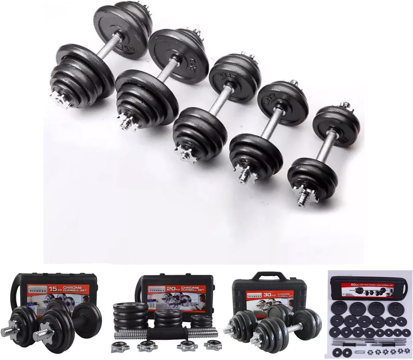 Cast Iron Adjustable Dumbbells Weight Barbell Set Men Women 15Kg 20Kg 30Kg 50Kg | Cast Iron Adjustable Dumbbells Weight Set | Training Equipment Home Gym Fitness