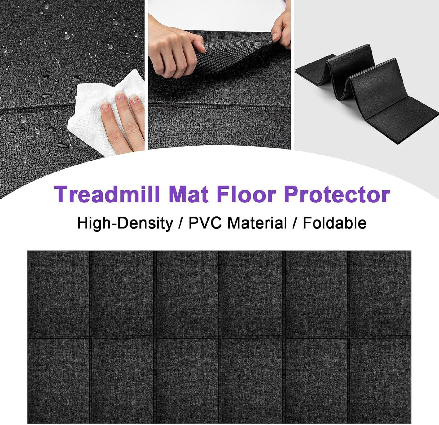 Treadmill Mat,120X60/148×61/190X85Cm,Non-Slip Exercise Bike Mat,Walking Pad Mat for Stationary Bike, Treadmill, Fitness Equipment,Elliptical - Roll/Foldable
