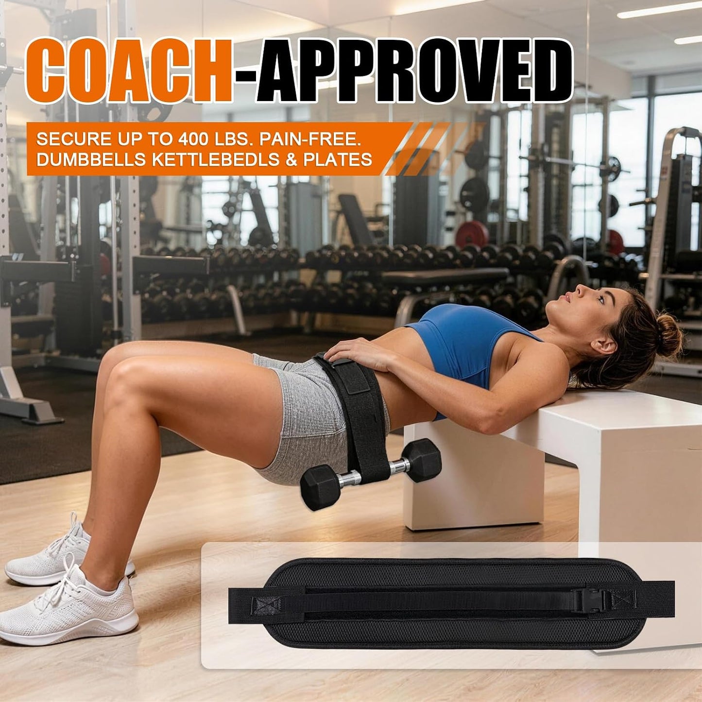 Adjustable Exercise Hip Thrust Belt, Resistance Bands Set with Ankle Straps for Working Out Hip Thrust Belt for Dumbbells Heavy, Kettlebells, Leg and Booty Builder Gym Equipment Accessories Women