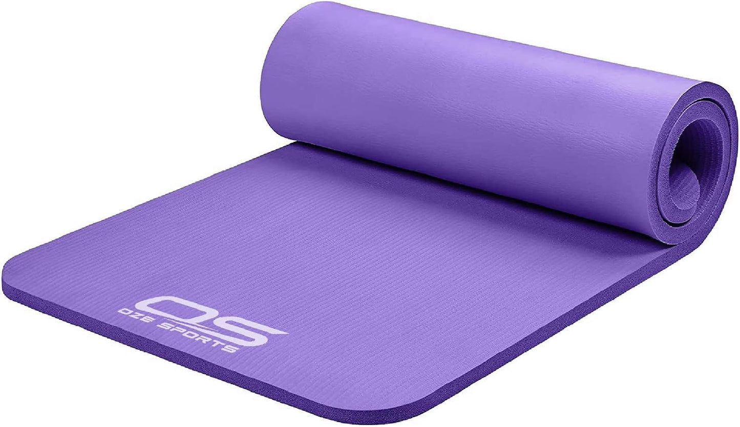 Yoga Mat, NBR Foam, Extra Thick, Non-Slip, High Density, Large, for Pilates, Gymnastics, Hiit and Fitness, with Free Carry Strap