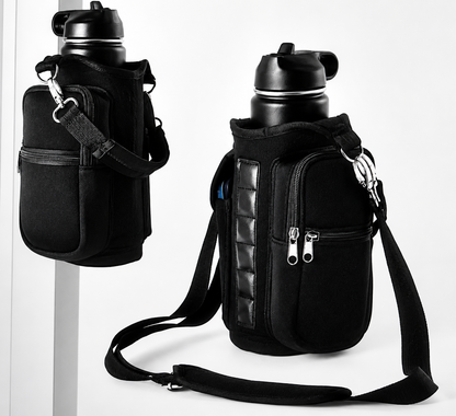 BYS Fitness Magnetic Water Bottle Carrier – Gym Bottle Holder with Phone & Key Pocket