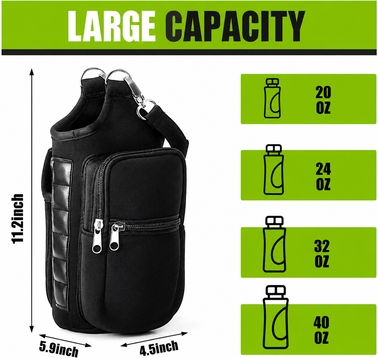 BYS Fitness Magnetic Water Bottle Carrier – Gym Bottle Holder with Phone & Key Pocket