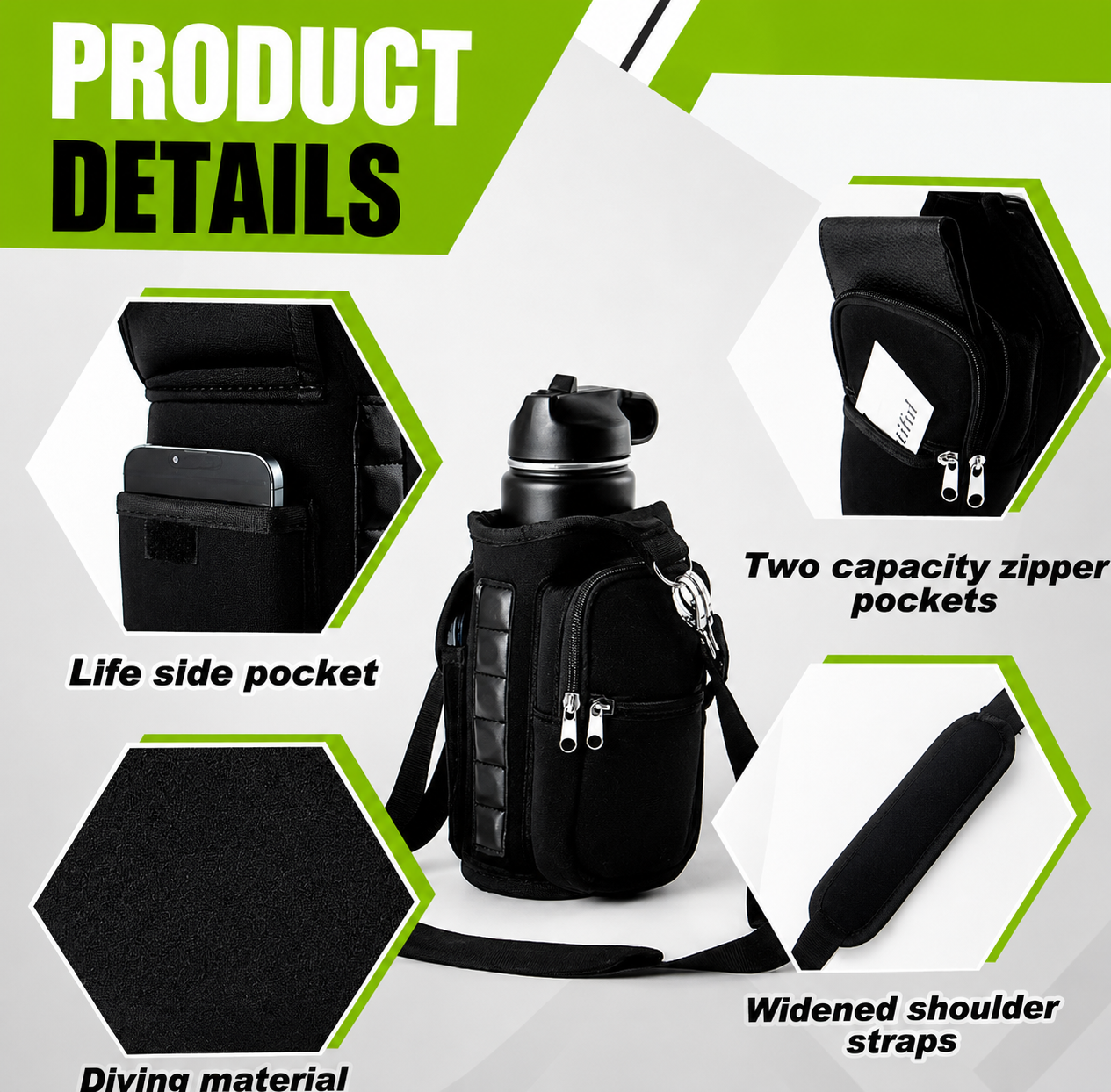 BYS Fitness Magnetic Water Bottle Carrier – Gym Bottle Holder with Phone & Key Pocket