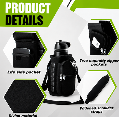 BYS Fitness Magnetic Water Bottle Carrier – Gym Bottle Holder with Phone & Key Pocket