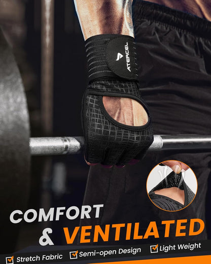 Workout Gloves for Men & Women, Breathable Weightlifting Gloves Men with Wrist Wrap Support for Gym, Crossfit & Strength Training