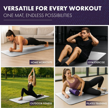 Yoga Mat – Multi-Purpose Extra Thick Foam Exercise Mats – Ideal Floor Mat for Pilates, Stretching, Resistance Workout & Therapy – Home & Gym Equipment Accessory